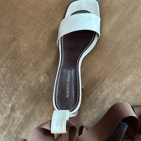 Italy made Genuine Leather Sandals with ribbon grosgrain to tie around ankle - Picture 11 of 13
